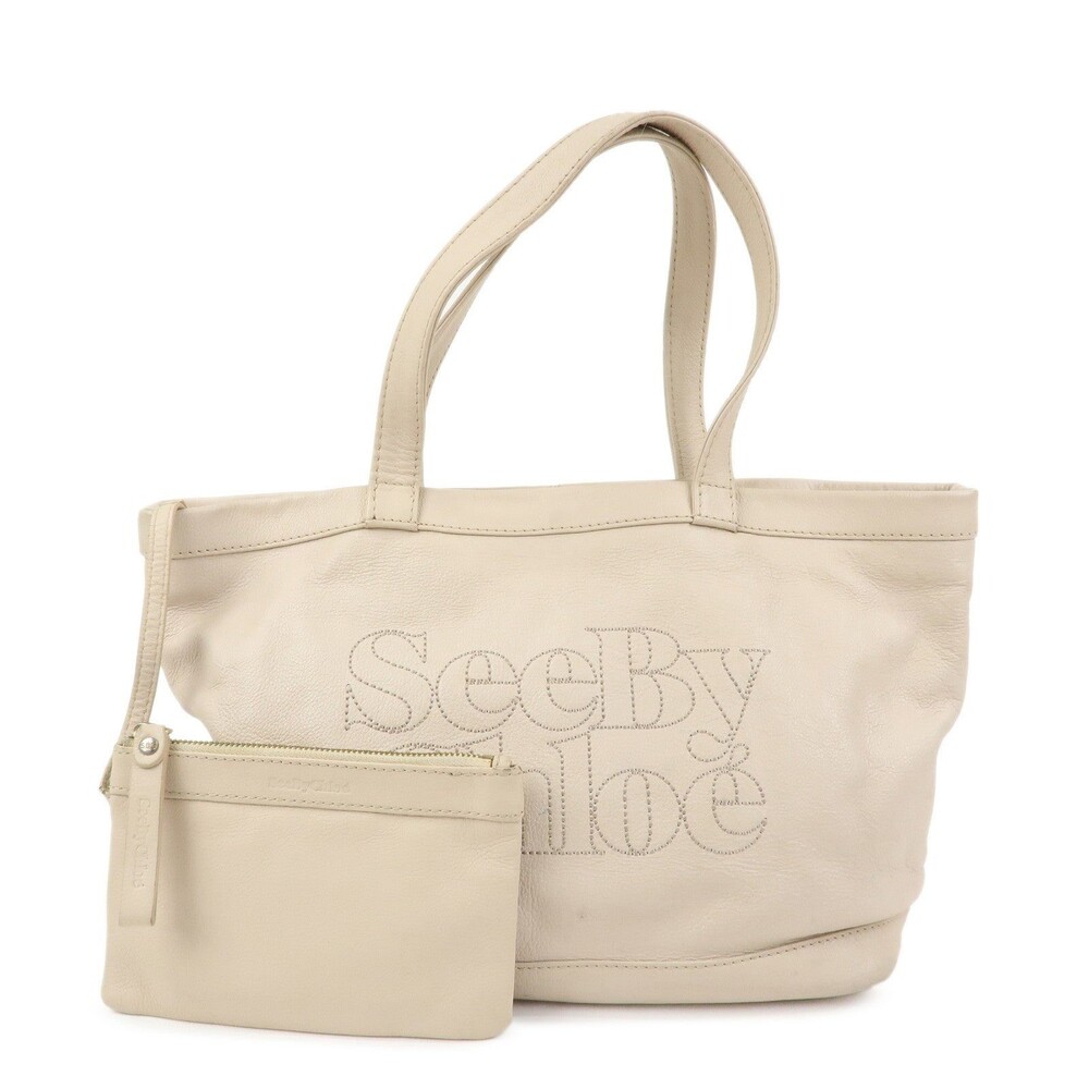 Chloe See by Chloe Calfskin Tote Beige